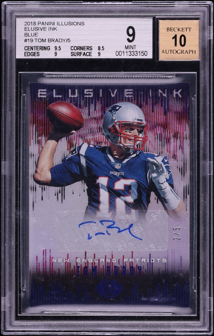 2018 Panini Illusions Elusive Ink Blue Tom Brady AUTO /5 #EI-TB BGS 9 MINT - Photo 1