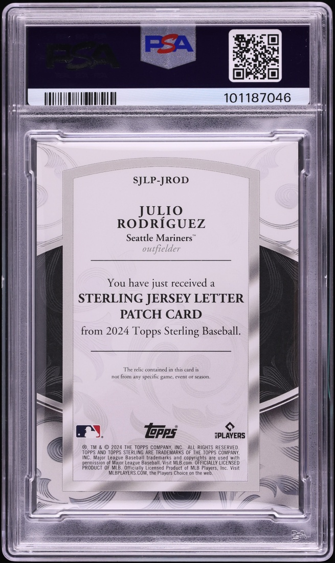 2024 Topps Sterling Letter Julio Rodriguez PATCH 1/1 #SJLP-JROD PSA 9 MINT - Photo 2