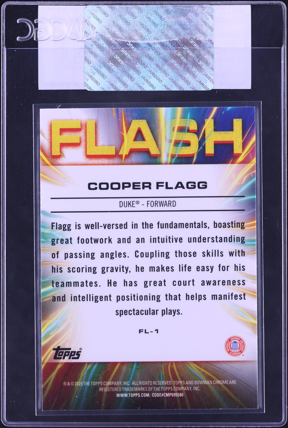 2024 Bowman Chrome University Flash Xfractor Cooper Flagg #FL-1 CGC AUTH