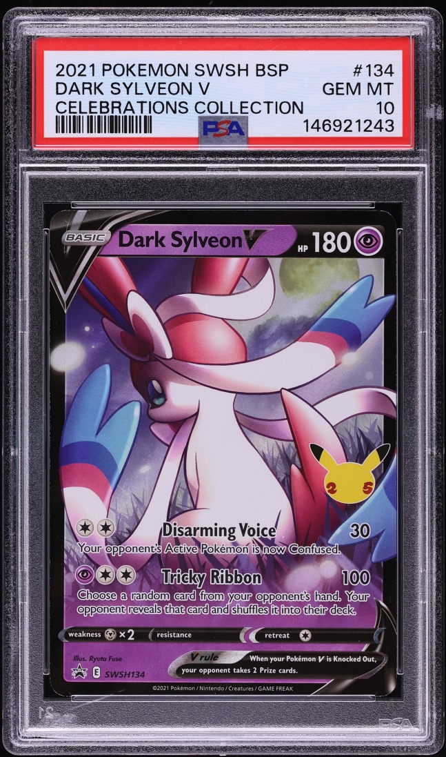 2021 Pokemon Sword & Shield Promo Celebrations Dark Sylveon V #134 PSA 10 GEM MINT