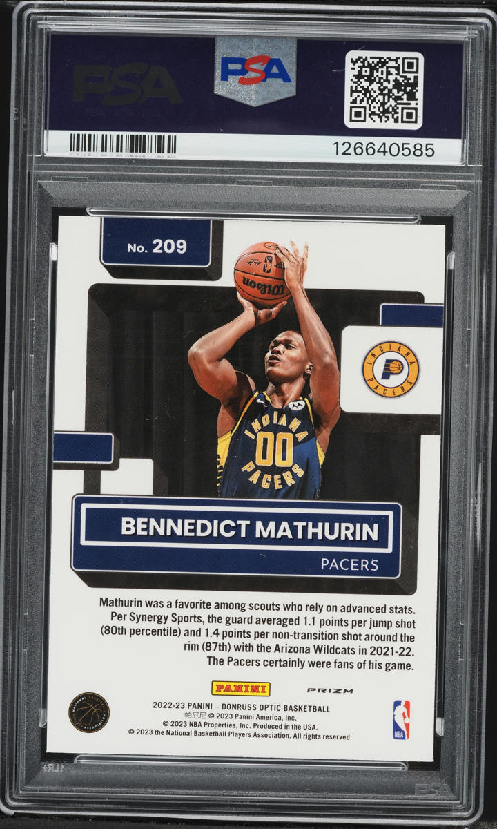 2022 Donruss Choice Bennedict Mathurin ROOKIE #206 PSA 10 GEM MINT