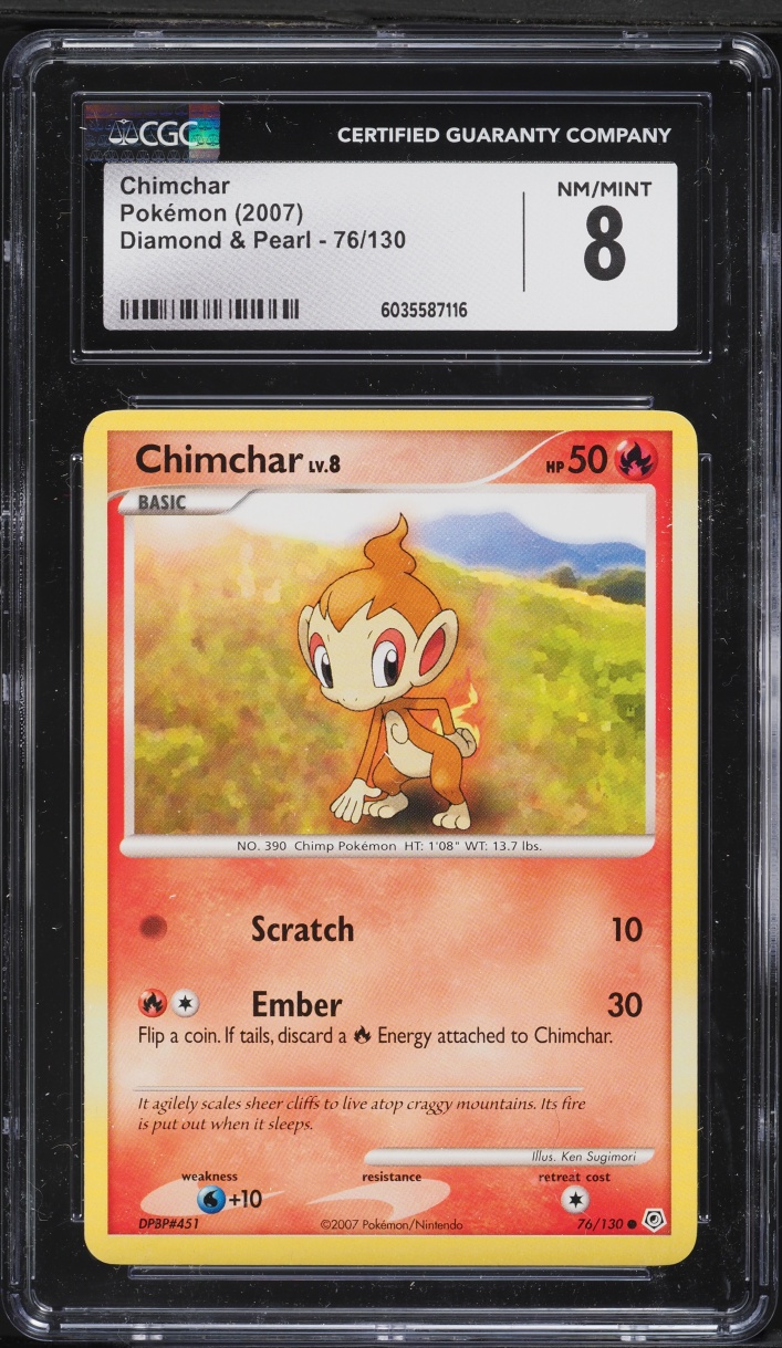 2007 Pokemon Diamond & Pearl Chimchar #76 CGC 8 NM-MT