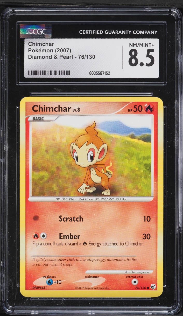 2007 Pokemon Diamond & Pearl Chimchar #76 CGC 8.5 NM-MT+