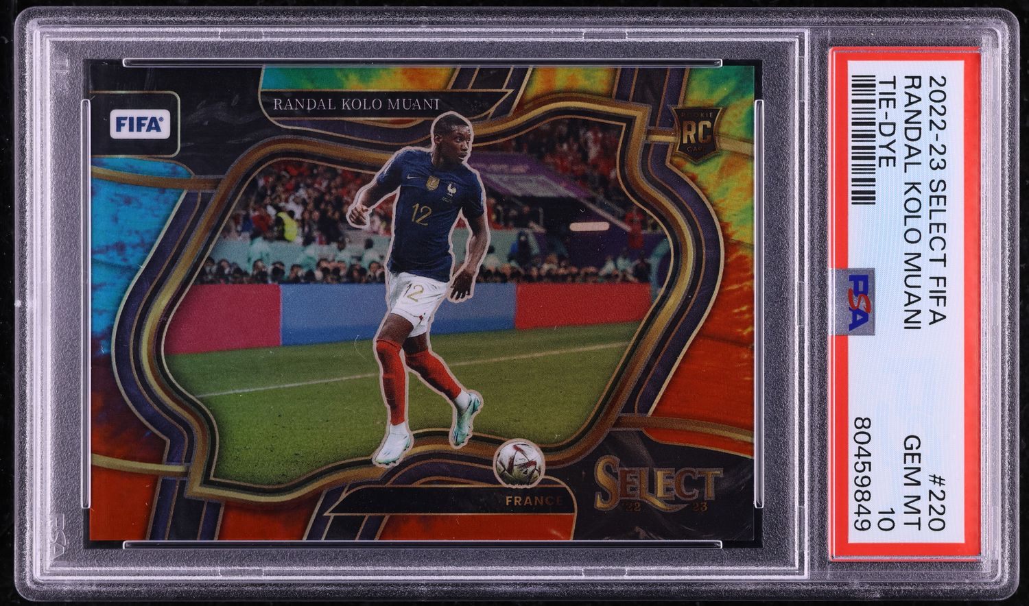 2022 Select Field Level FIFA Tie-Dye Randal Kolo Muani ROOKIE /49 PSA 10 GEM