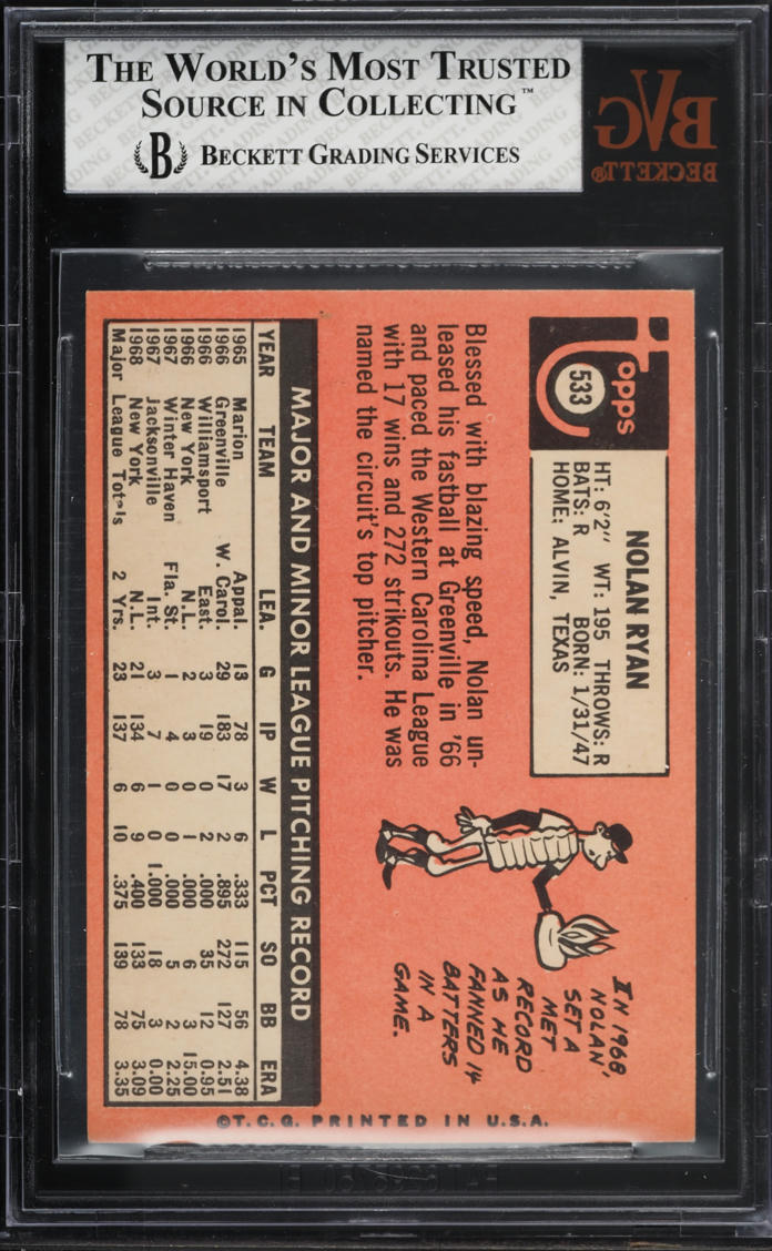 1969 Topps Nolan Ryan #533 BVG 7.5 NRMT+