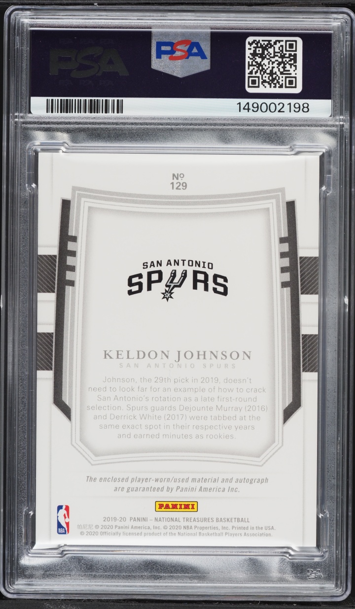 2019 National Treasures Keldon Johnson ROOKIE PATCH AUTO /99 #129 PSA 7 NRMT