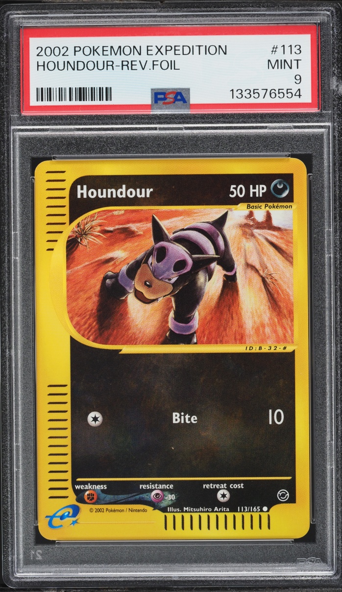 2002 Pokemon Expedition Reverse Holo Houndour #113 PSA 9 MINT