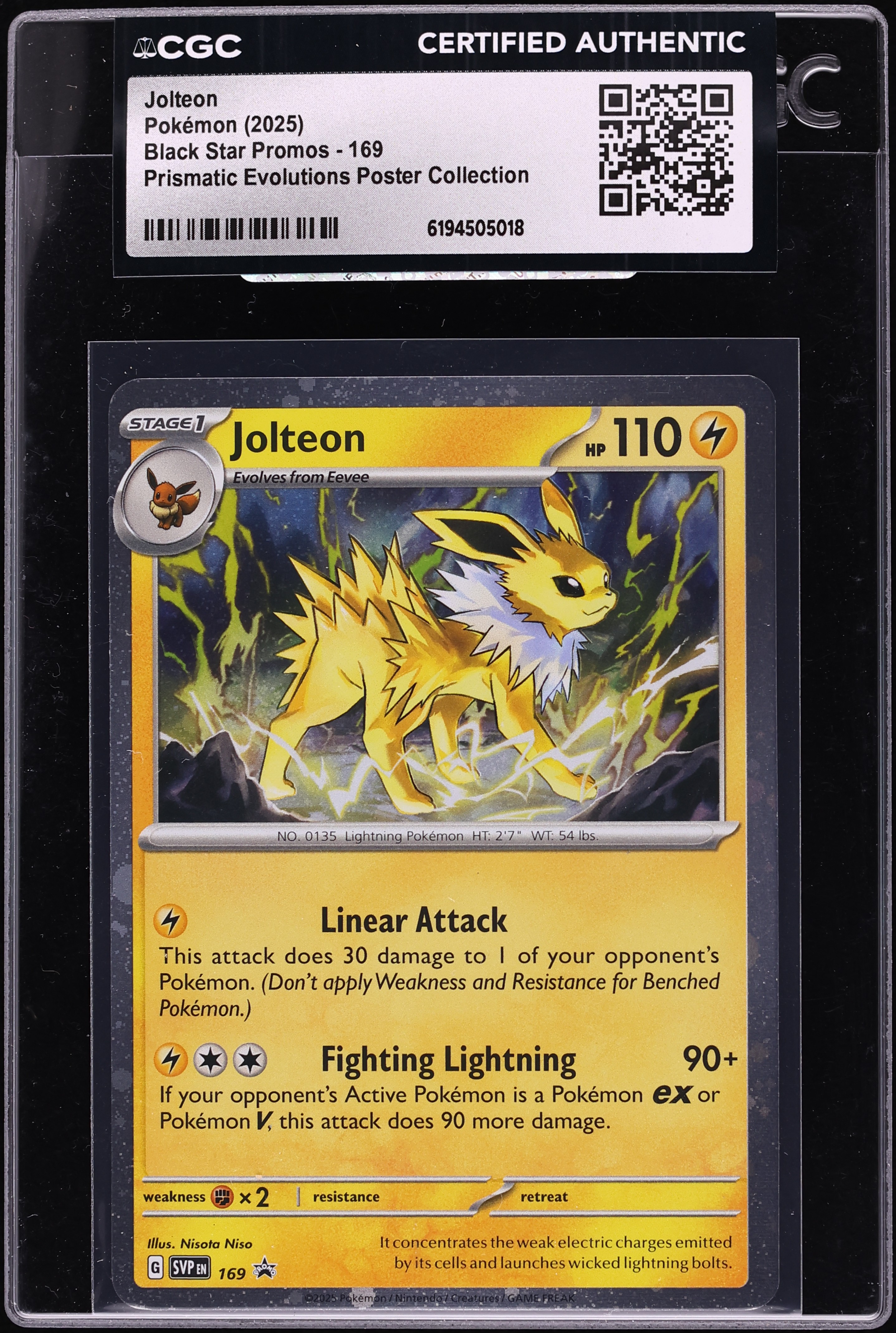 2025 Pokemon SV Promo Prismatic Evolutions Poster Collection Jolteon #169 CGC AUTH