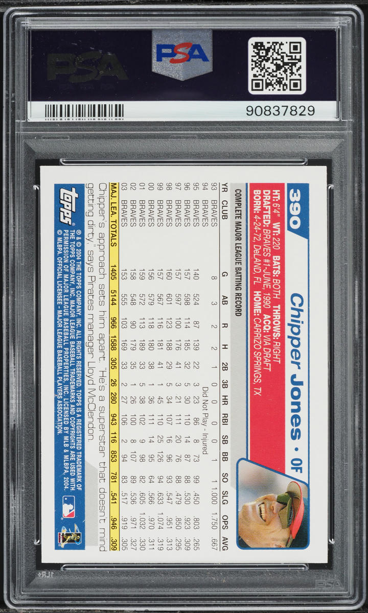 2004 Topps Chipper Jones #390 PSA 10 GEM MINT