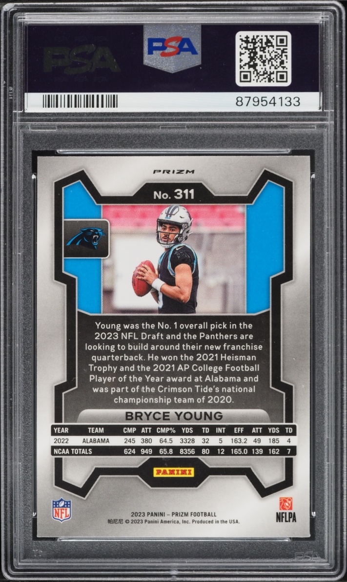 2023 Panini Prizm Silver Bryce Young ROOKIE #311 PSA 10 GEM MINT