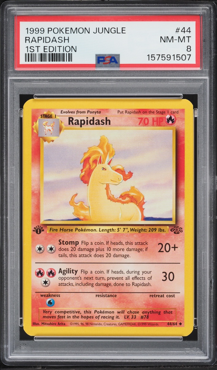1999 Pokemon Jungle 1st Edition Rapidash #44 PSA 8 NM-MT