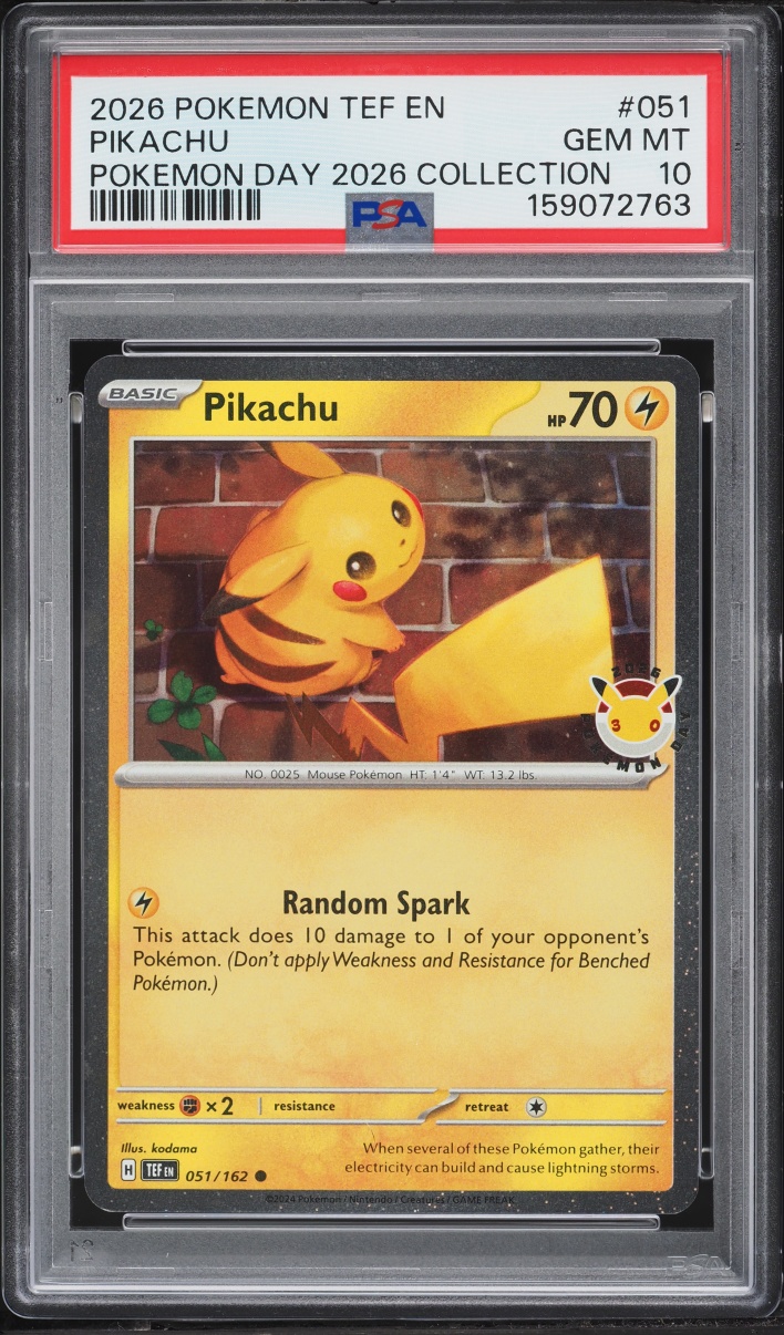 2026 Pokemon Scarlet & Violet Temporal Forces Day Collection Pikachu #51 PSA 10 GEM MINT