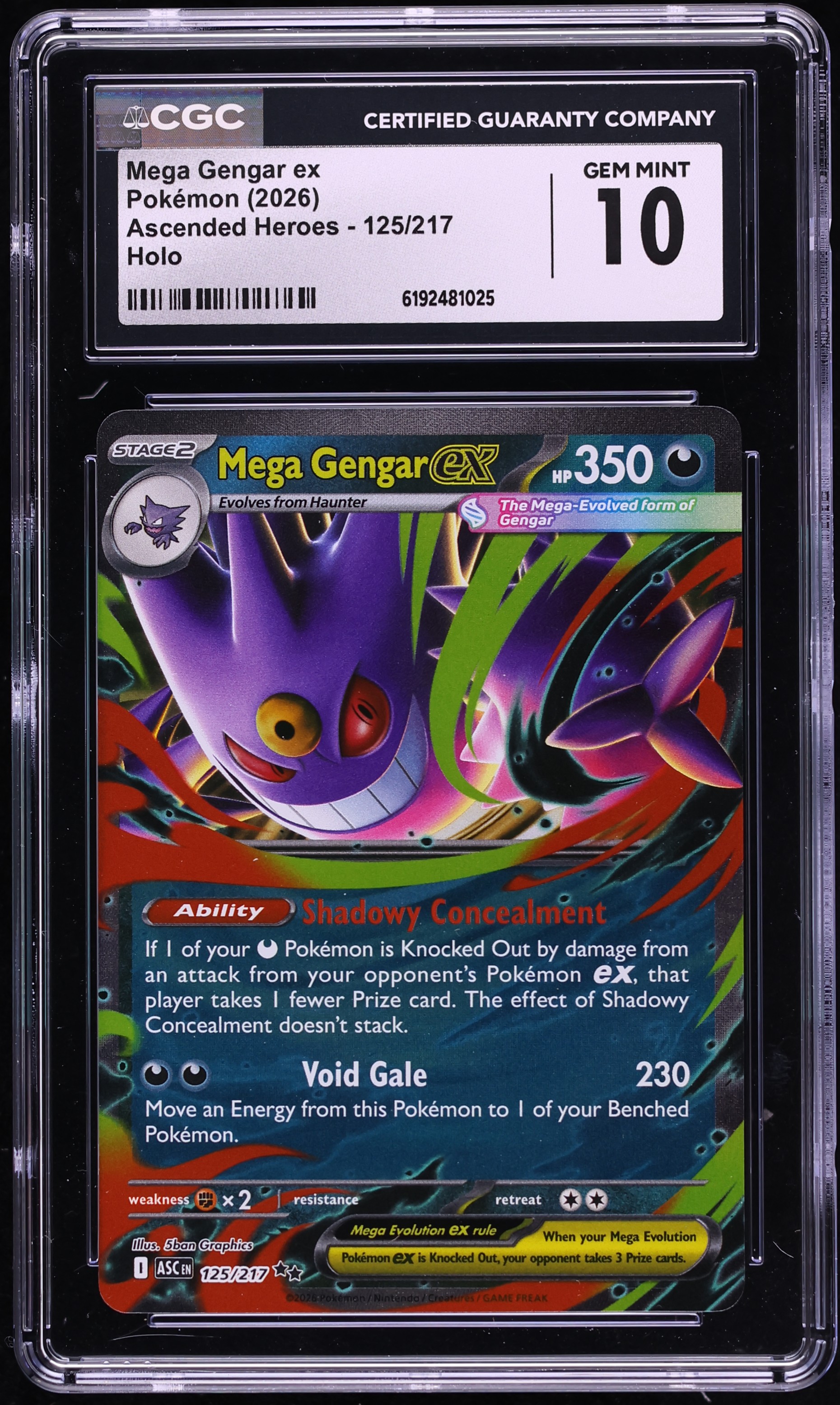 2026 Pokemon Mega Evolution Ascended Heroes Holo Mega Gengar Ex #125 CGC 10 GEM MINT