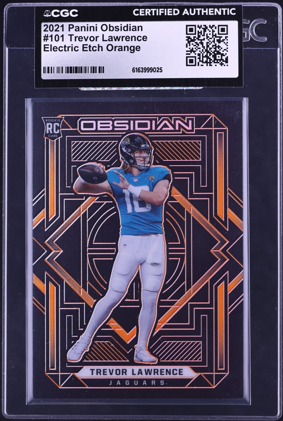 2021 Panini Obsidian Electric Etch Orange Trevor Lawrence ROOKIE /75 #101 CGC AUTH