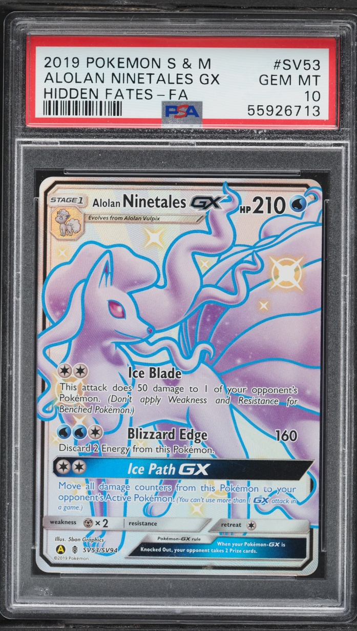 2019 Pokemon SM Hidden Fates Shiny Vault Full Art Alolan Ninetales GX #SV53 PSA 10 GEM MINT