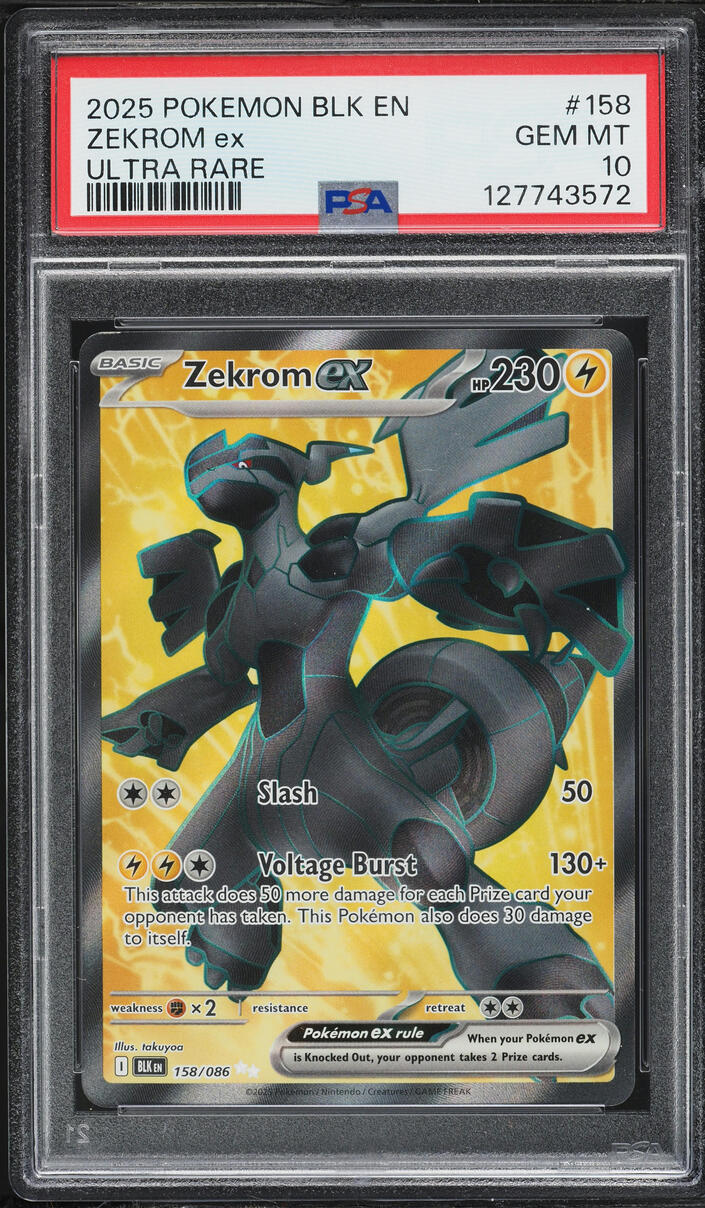 2025 Pokemon Scarlet & Violet Black Bolt Full Art Zekrom EX #158 PSA 10 GEM MINT