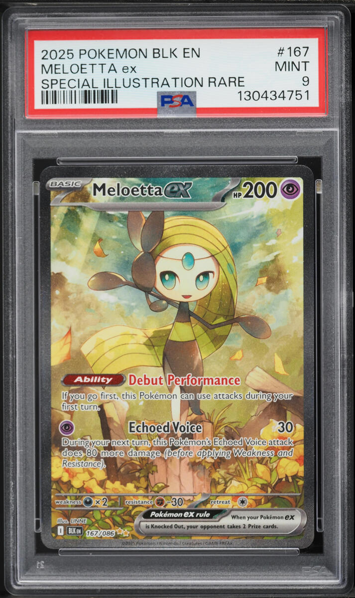 2025 Pokemon Scarlet & Violet Black Bolt SIR Meloetta ex #167 PSA 9 MINT
