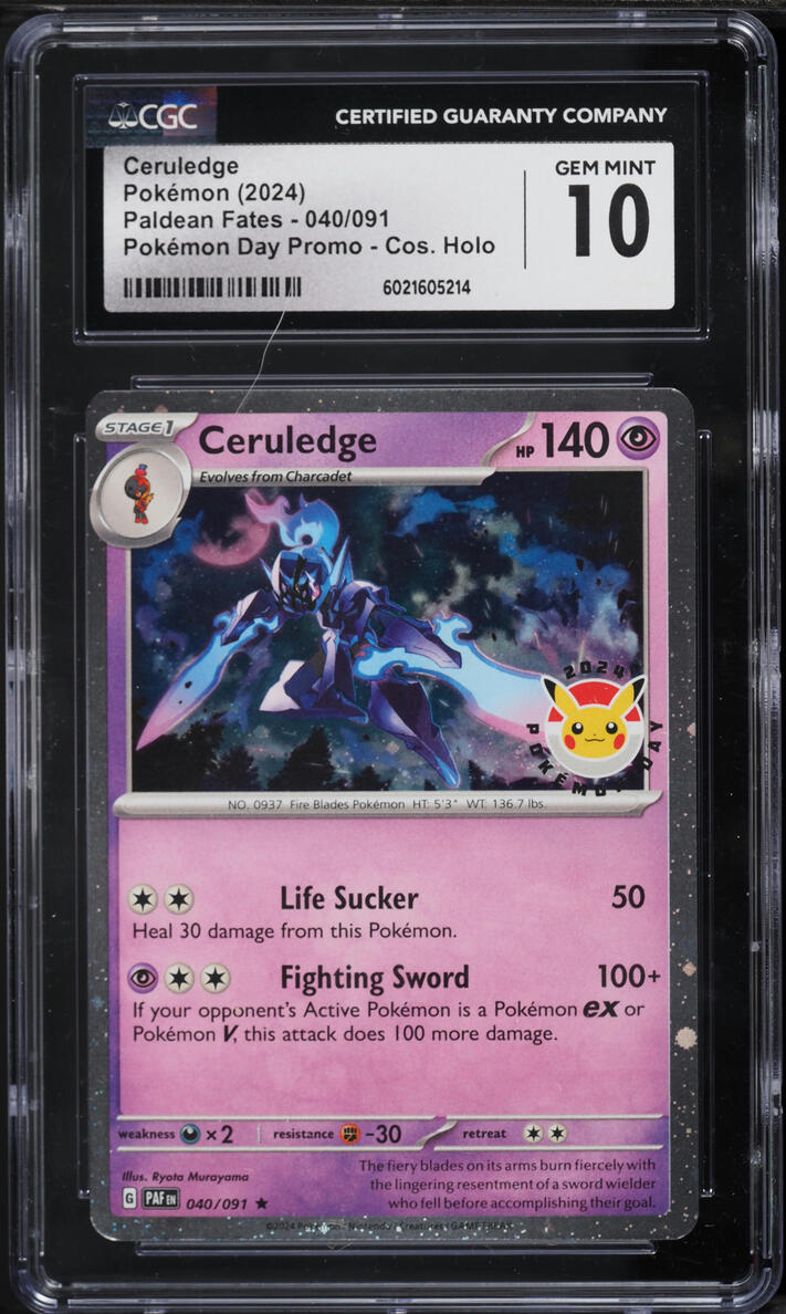 2024 Pokemon Scarlet & Violet Paldean Fates Day Promo Holo Ceruledge #40 CGC 10 GEM MINT