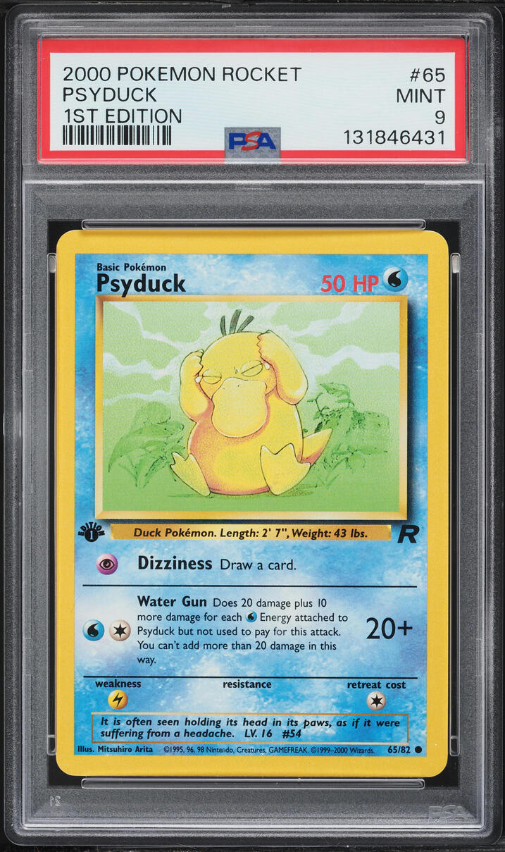 2000 Pokemon Team Rocket 1st Edition Psyduck #65 PSA 9 MINT
