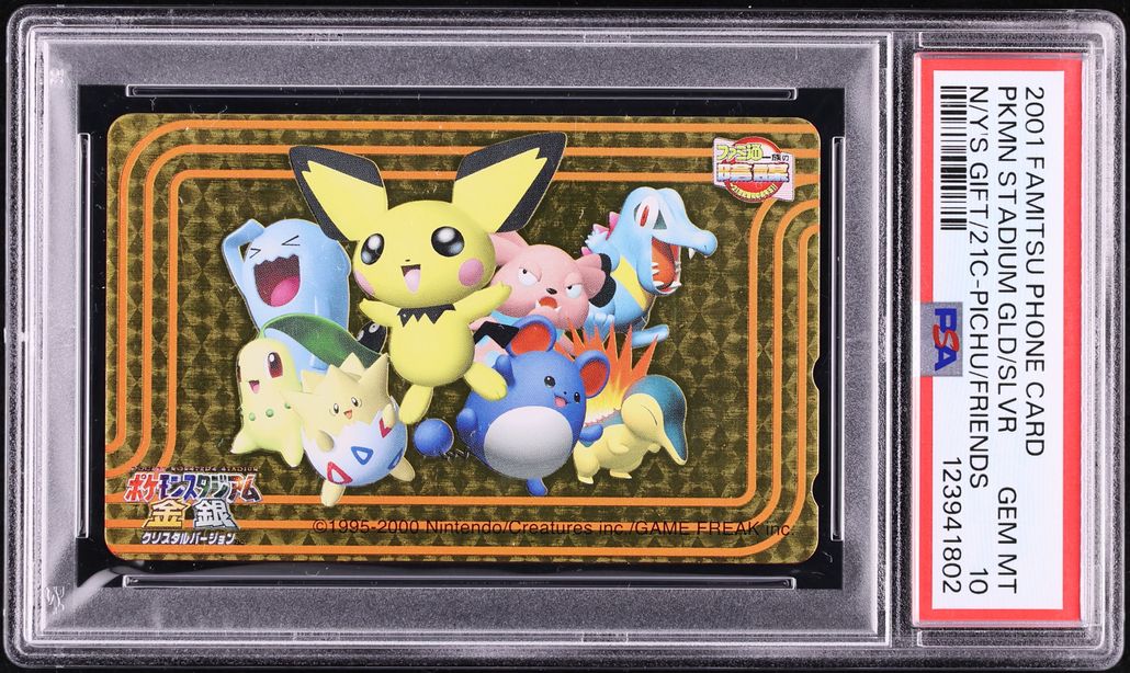 2001 Pokemon Japanese Famitsu Phone Card Pichu Friend Stadium Gold Silver PSA 10 GEM MINT