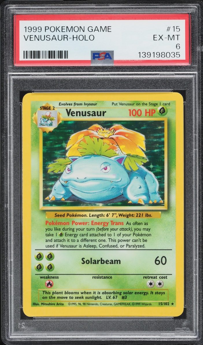 1999 Pokemon Base Set Holo Venusaur #15 PSA 6 EXMT