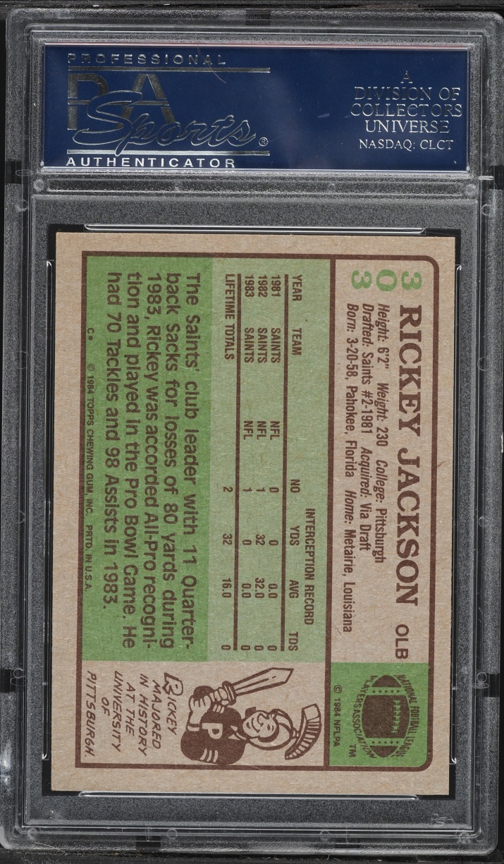 1984 Topps Football Rickey Jackson ROOKIE #303 PSA 8 NM-MT