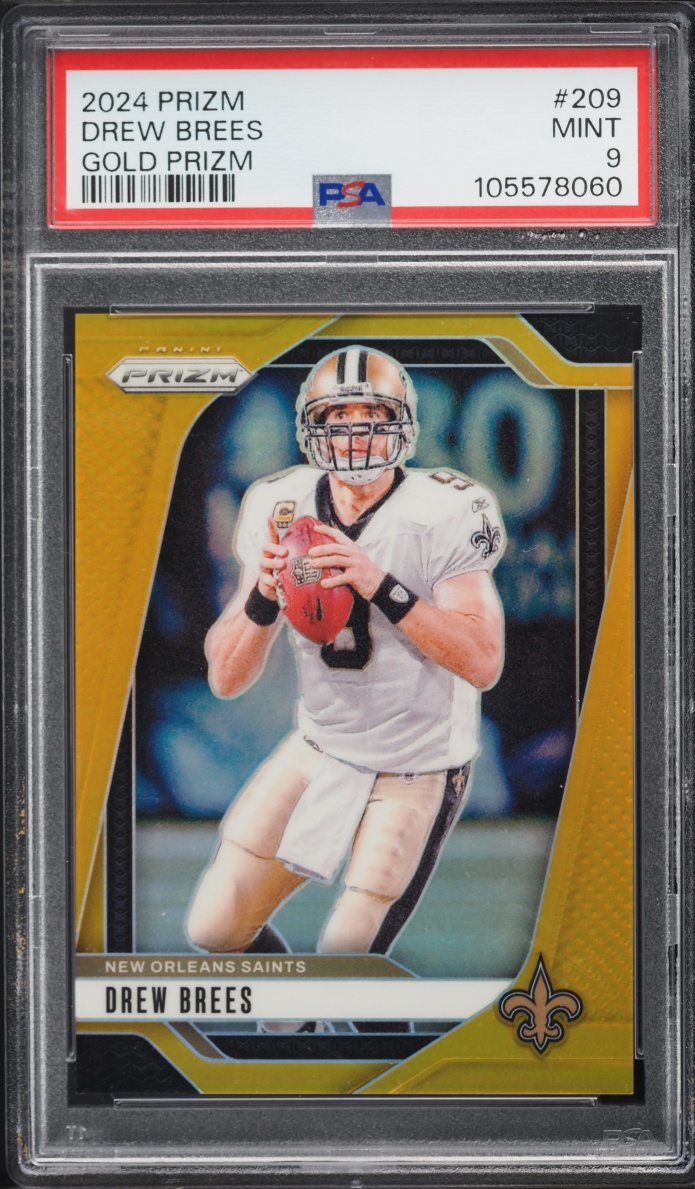 2024 Panini Prizm Gold Drew Brees /10 #209 PSA 9 MINT