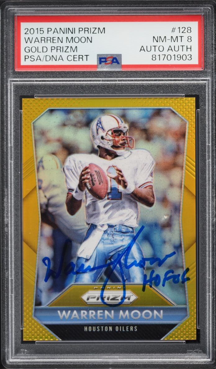 2015 Panini Prizm Gold Warren Moon AUTO /10 #128 PSA 8 NM-MT