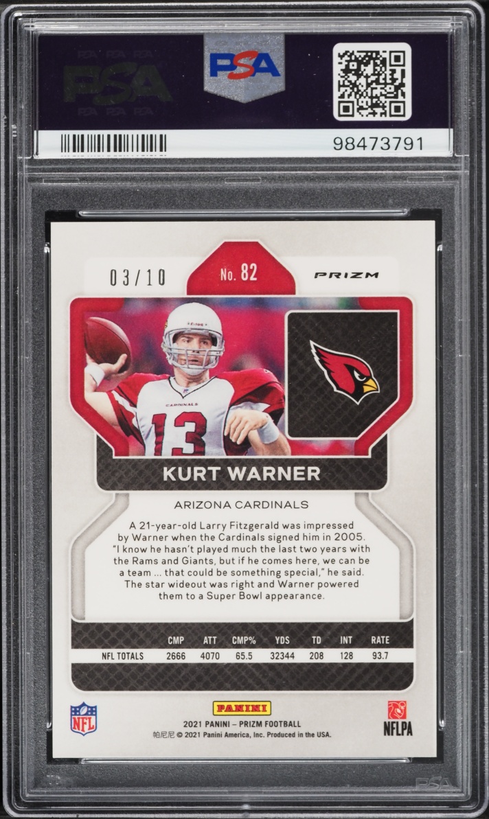 2021 Panini Prizm Gold Kurt Warner /10 #82 PSA 9 MINT