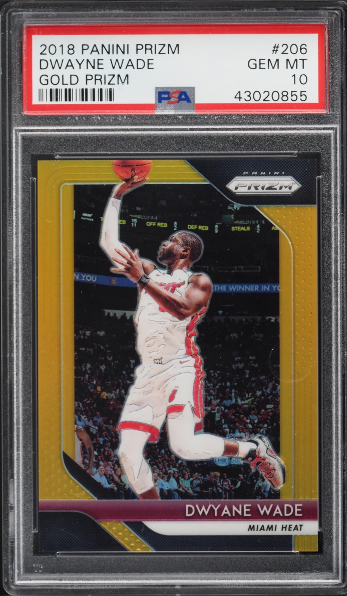 2018 Panini Prizm Gold Dwyane Wade Jersey # 9/10 #206 PSA 10 GEM MINT