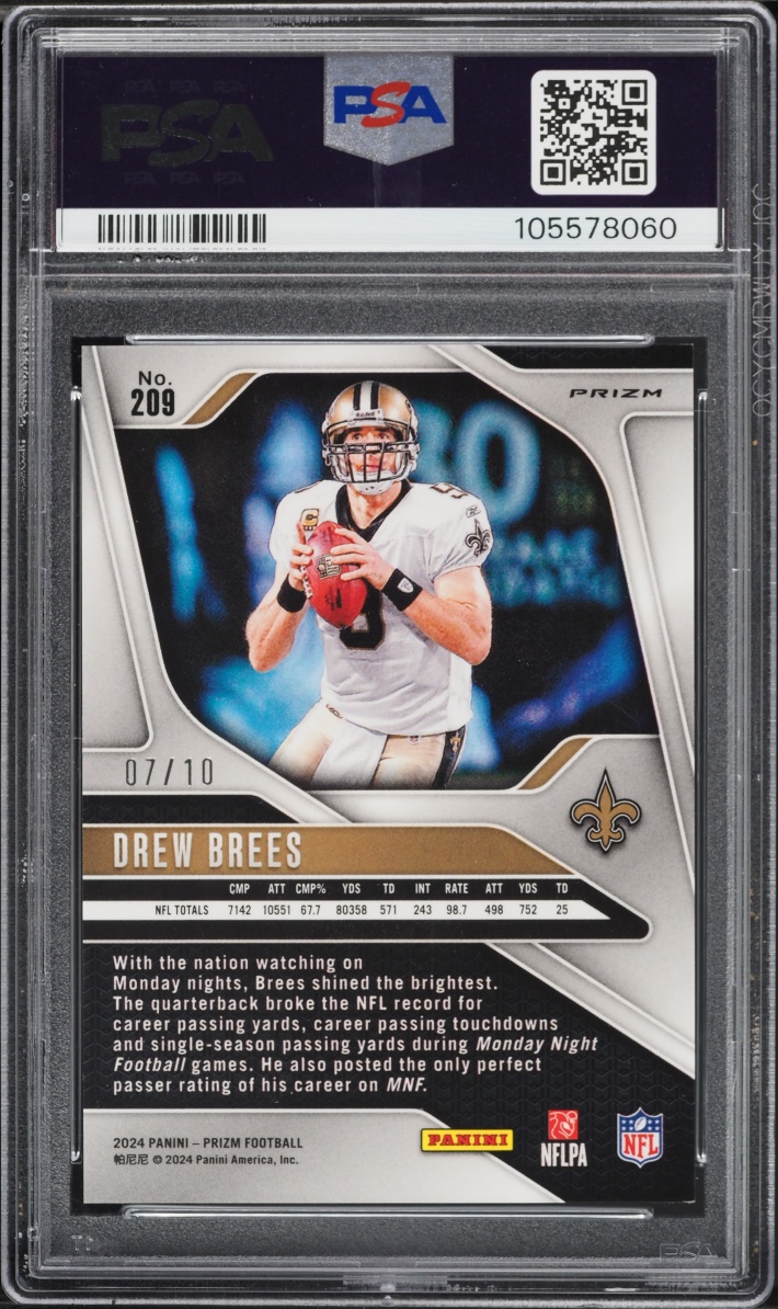 2024 Panini Prizm Gold Drew Brees /10 #209 PSA 9 MINT