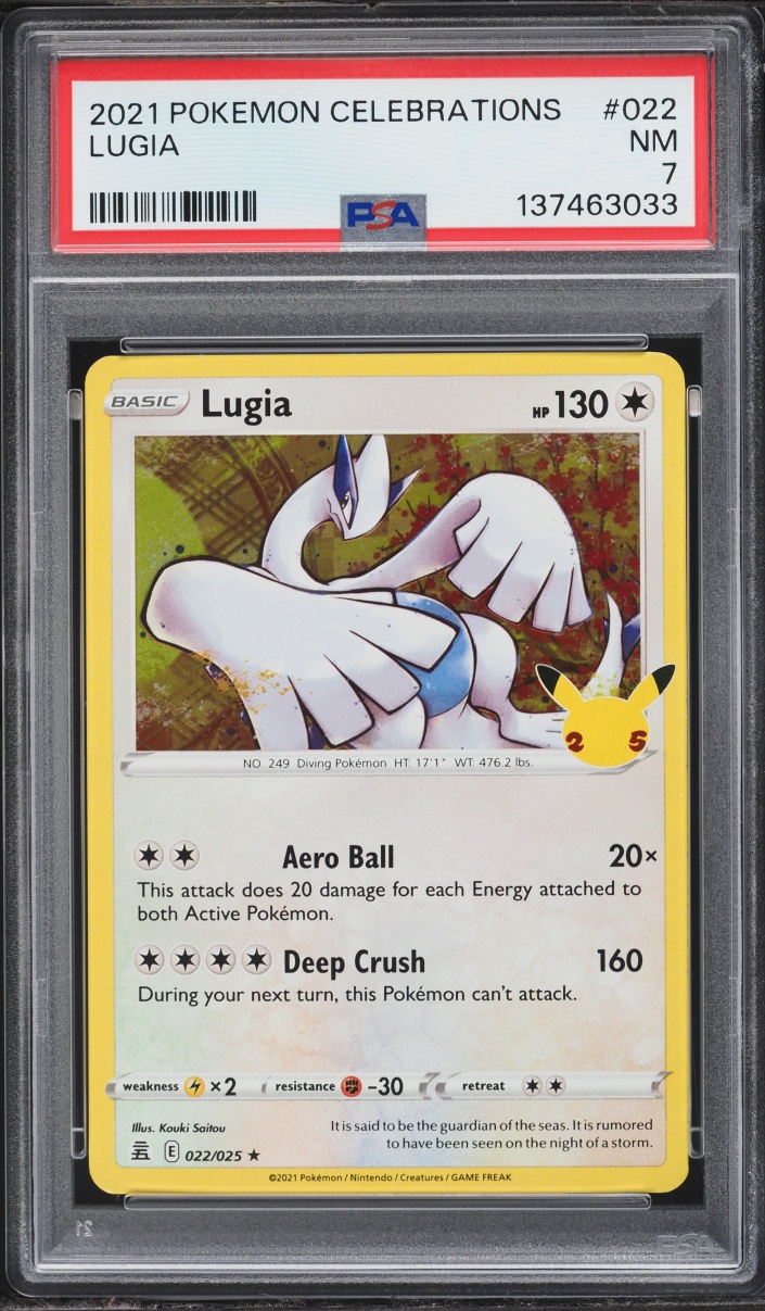 2021 Pokemon Sword & Shield Celebrations Holo Lugia #22 PSA 7 NRMT