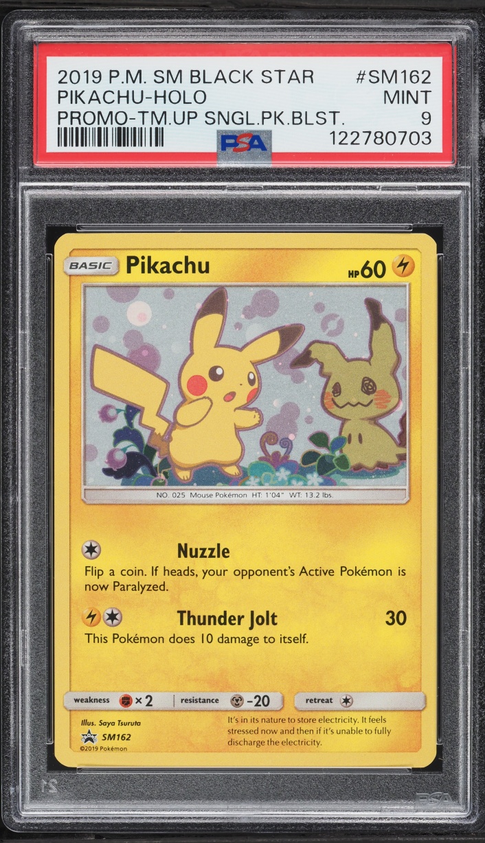 2019 Pokemon Sun & Moon Promo Team Up Single Pack Blister Holo Pikachu #SM162 PSA 9 MINT