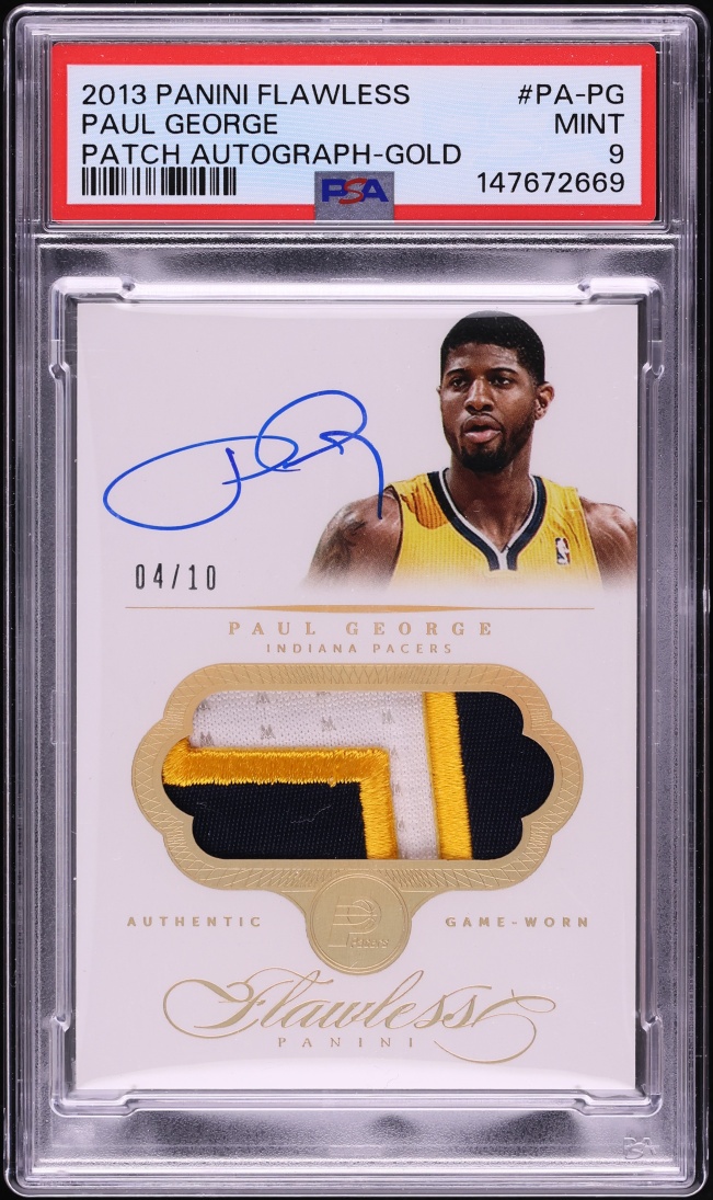 2013 Panini Flawless Gold Paul George PATCH AUTO /10 #PA-PG PSA 9 MINT