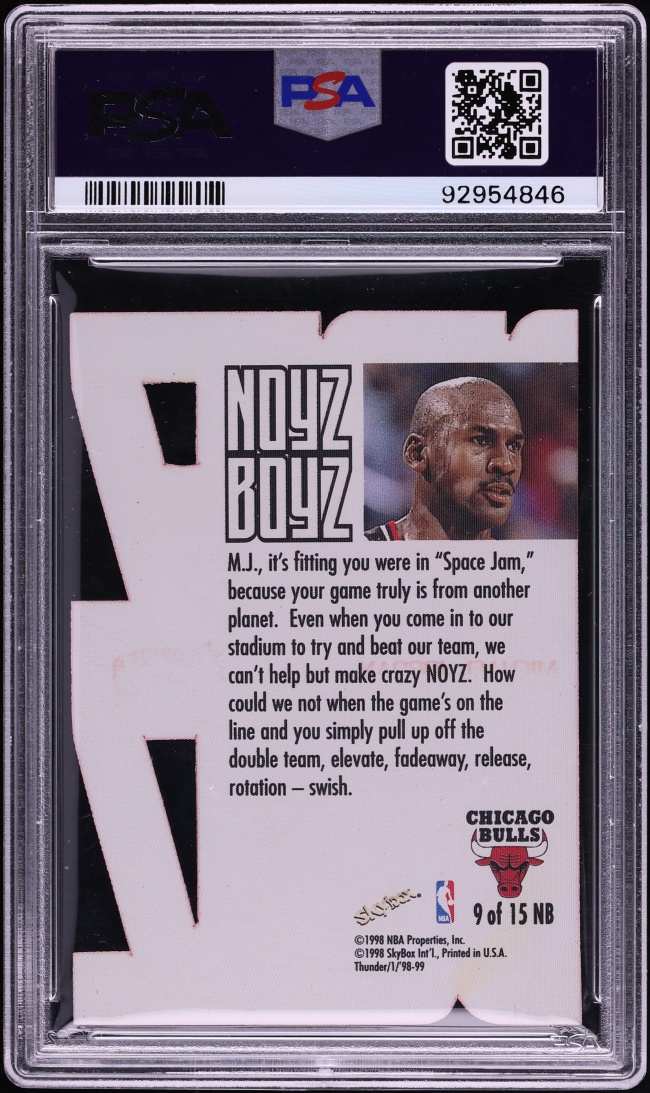 1998 Skybox Thunder Noyz Boyz Die-Cut Michael Jordan #9 PSA 9 MINT - Photo 2
