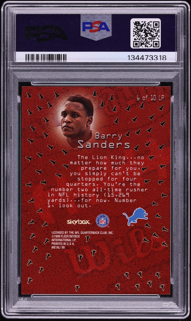 1999 Metal Universe Linchpins Barry Sanders #6LP PSA 9 MINT - Photo 2