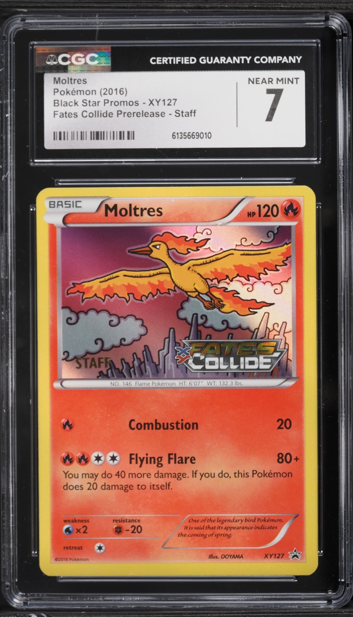 2016 Pokemon XY Black Star Promo Fates Collide Prerelease Staff Moltres #XY127 CGC 7 NRMT