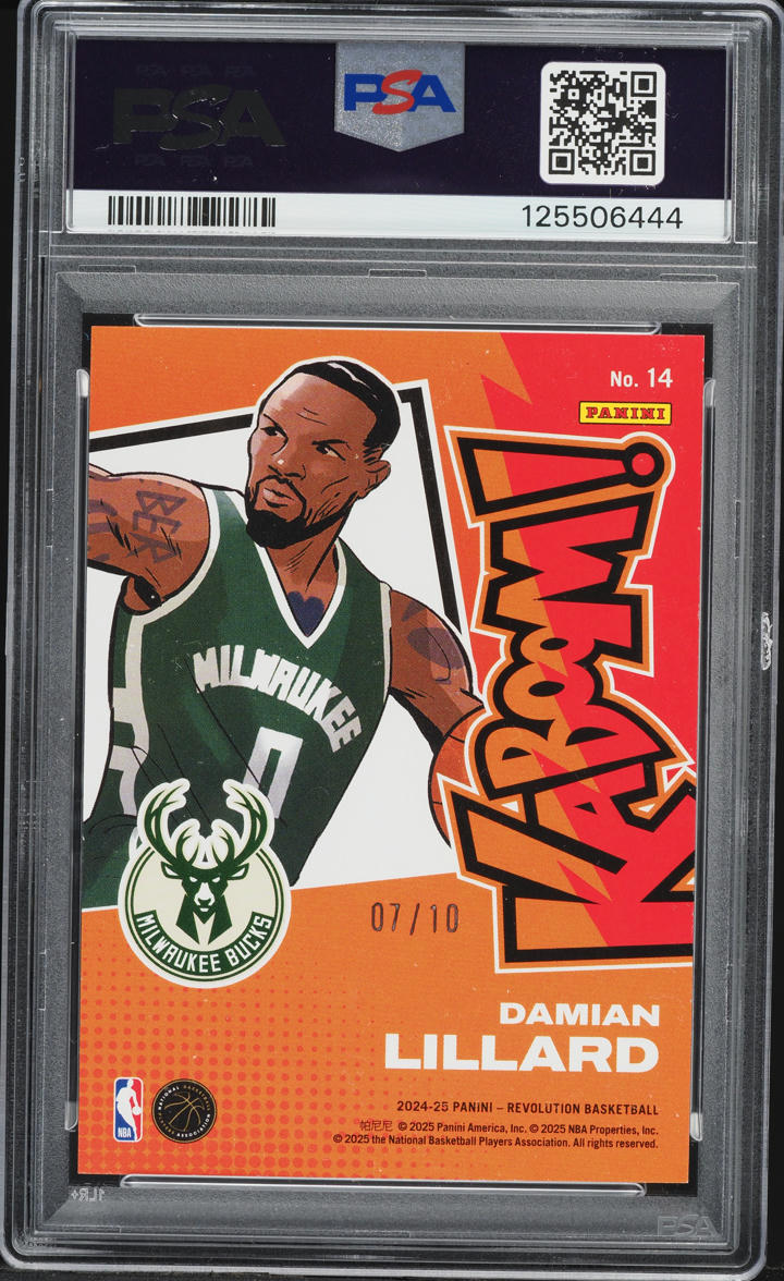 2024 Panini Revolution Kaboom Vertical Gold Damian Lillard /10 #14 PSA 9 MINT