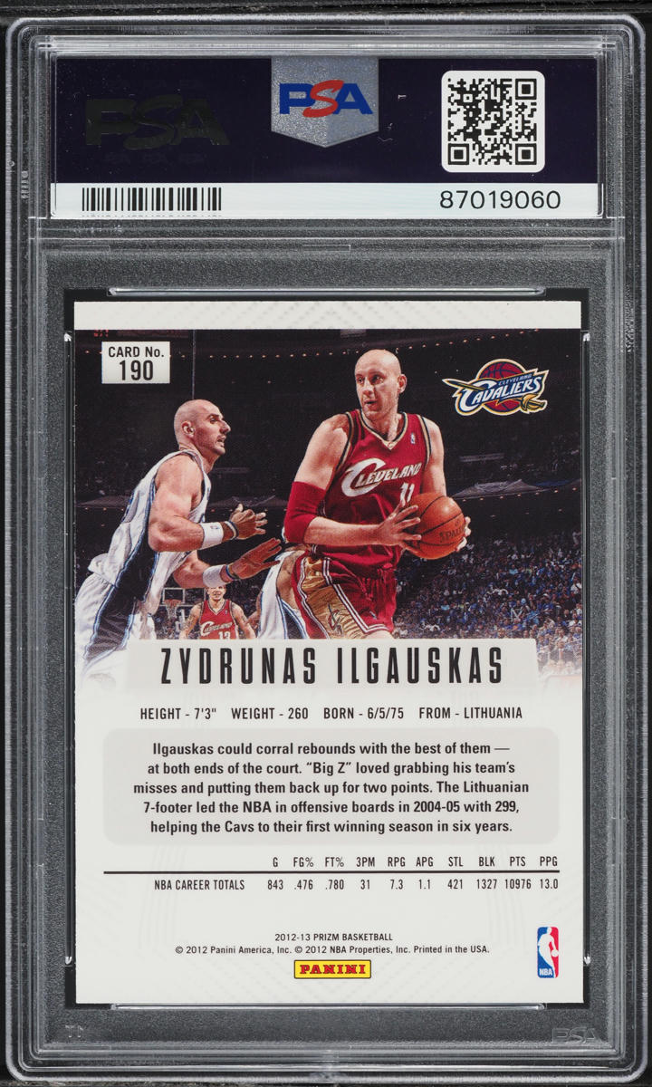 2012 Panini Prizm Silver Zydrunas Ilgauskas #190 PSA 10 GEM MINT