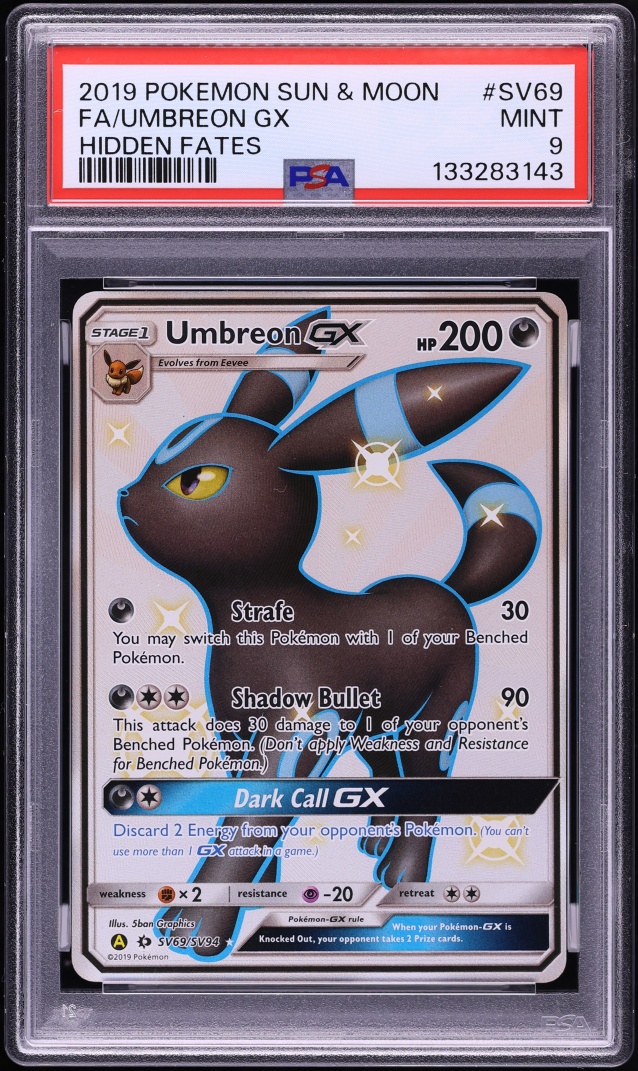 2019 Pokemon Sun & Moon Hidden Fates Shiny Vault Full Art Umbreon GX #SV69 PSA 9 MINT