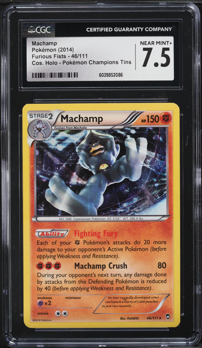 2014 Pokemon Furious Fists Cosmos Holo Champions Tins Machamp #46 CGC 7.5 NRMT+