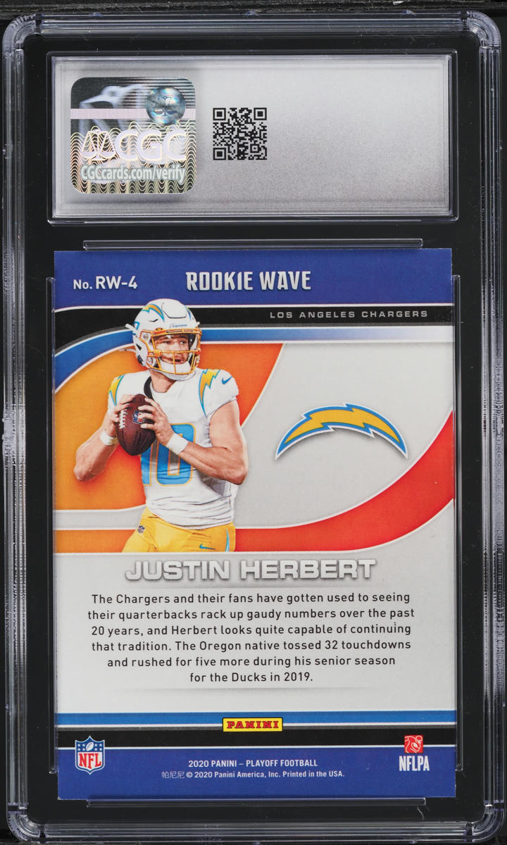 2020 Panini Playoff Wave Justin Herbert ROOKIE #RW-4 CGC 9 MINT
