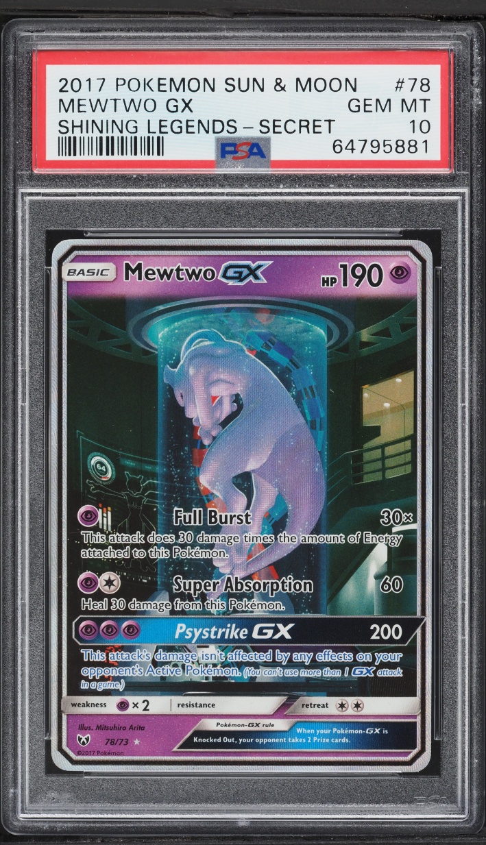 2017 Pokemon Sun & Moon Shining Legends Full Art Mewtwo GX #78 PSA 10 GEM MINT