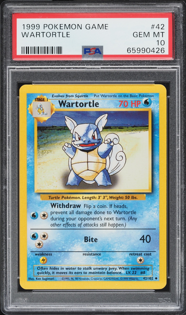 1999 Pokemon Base Set Wartortle #42 PSA 10 GEM MINT