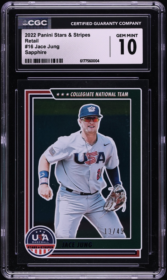 2022 Panini Stars & Stripes Retail Sapphire Jace Jung ROOKIE /49 #16 CGC 10 GEM MINT