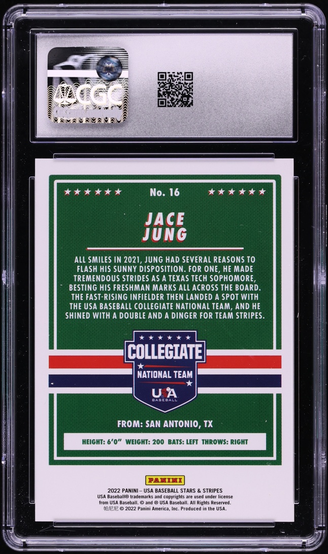 2022 Panini Stars & Stripes Retail Sapphire Jace Jung ROOKIE /49 #16 CGC 10 GEM MINT