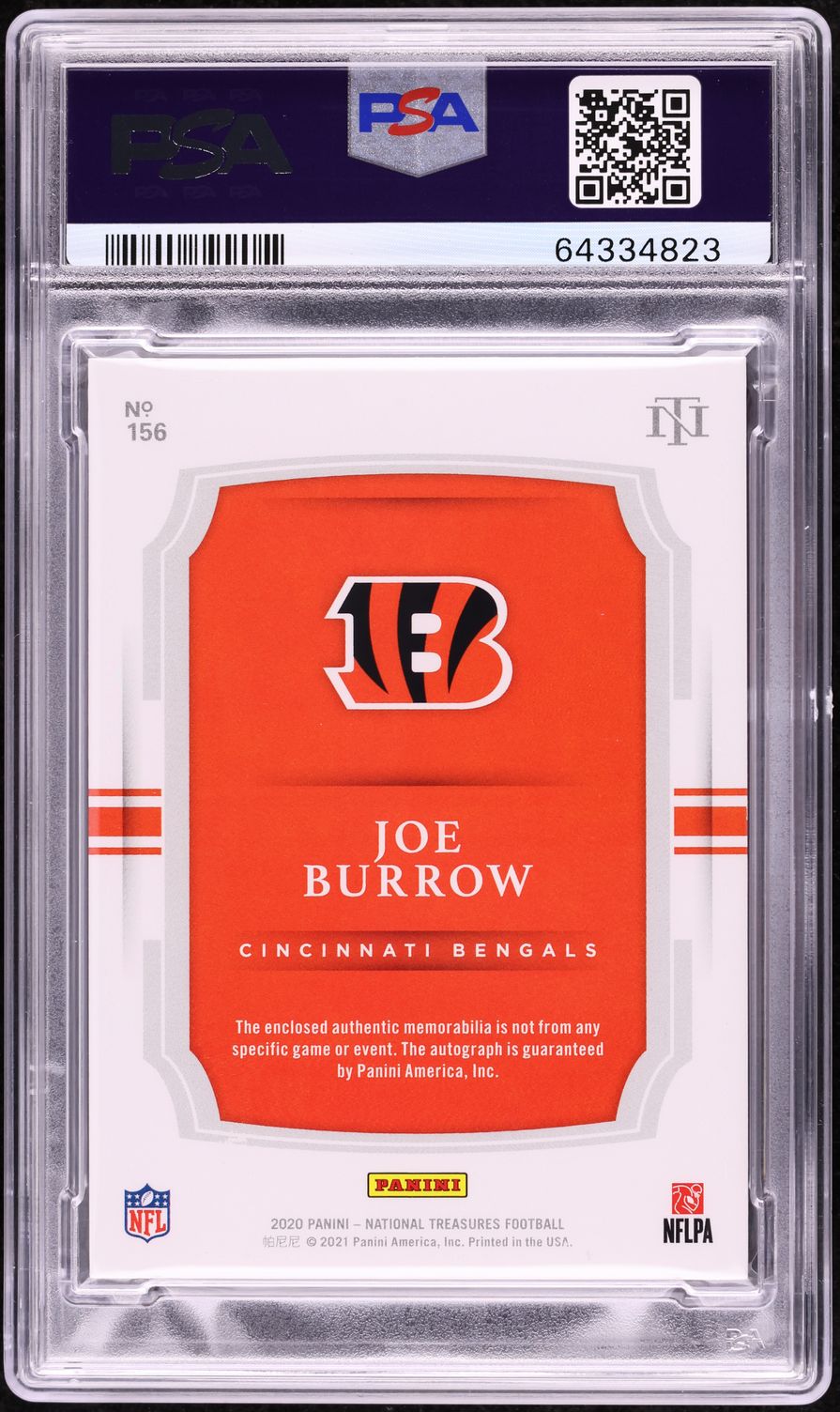 2020 National Treasures Stars Stripes Premium Joe Burrow RC PATCH AUTO 1/3 PSA 7