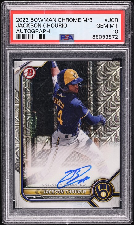 2022 Bowman Chrome Red Refractor Jackson Chourio PROSPECT AUTO 1/5