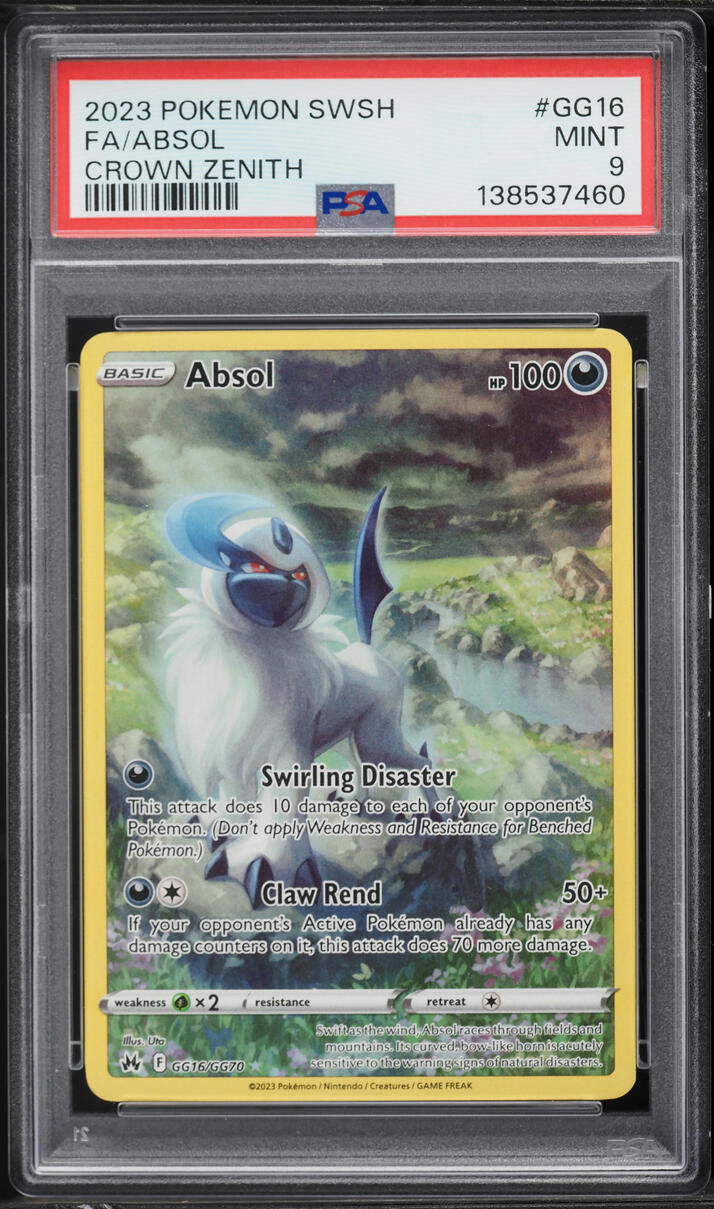 2023 Pokemon Sword & Shield Crown Zenith Alt Art Absol #GG16 PSA 9 MINT