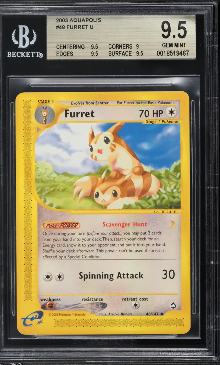 2003 Pokemon Aquapolis Furret #48 BGS 9.5 GEM MINT